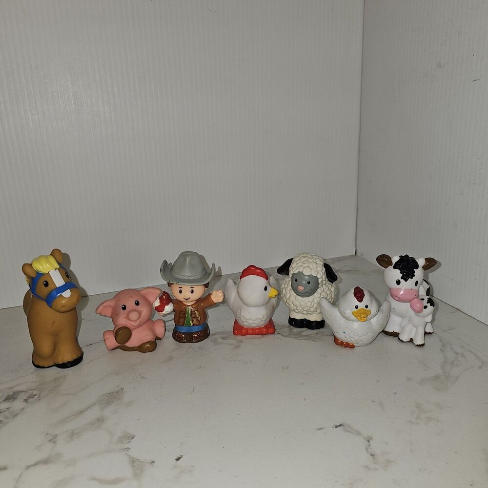 Fisher Price Little People Replacement Animals & Farmer Lot Of 7 Sheep, Cows...